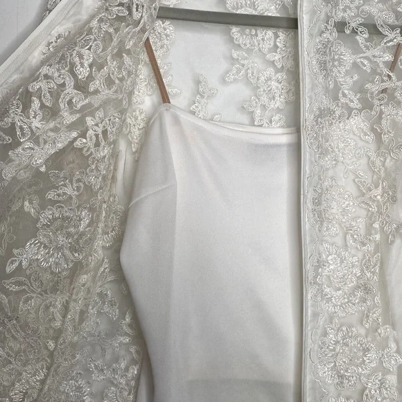 Victor Costa Women's Vintage White Lace Zip-Up Jacket/Tank Top Set size 6 - Picture 10 of 15